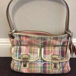 Rare Coach print Handbag- spring pastel plaid